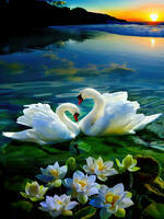 Без бренда «Пара белых лебедей на воде (20шт)» в Казане