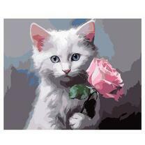 Котёнок с розовой розой