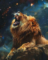 Лев на фоне ночного неба
