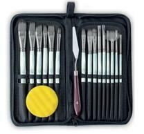 Без бренда «Набор кистей для рисования в чехле, премиум набор (15 нейлоновых кистей, 1 мастихин) белые» в Казане