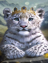 Маленький снежный барс с короной