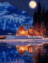 Заснеженный домик в прекрасном месте