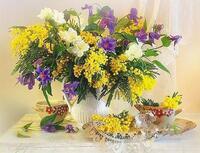 Без бренда «Букет из мимозы и колокольчиков в вазе» в Казане в интернет-магазине  Без бренда «Букет из мимозы и колокольчиков в вазе» в Казане