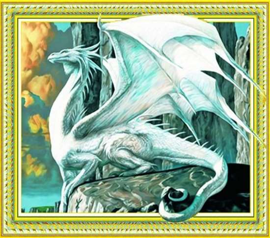 Алмазная мозаика 5D 40x50 Величественный белый дракон