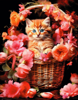 Без бренда «Рыжий котенок в корзине с цветами» в Казане в интернет-магазине  Без бренда «Рыжий котенок в корзине с цветами» в Казане
