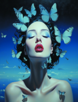 Девушка с бабочками в волосах