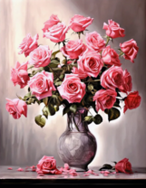 Нежный букет роз в фигурной вазе